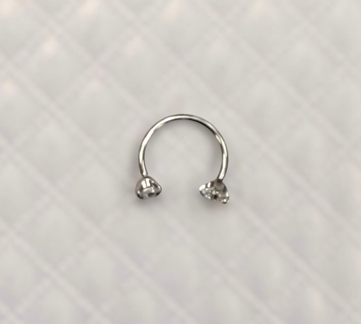 Piercing anneau de nez en acier inoxydable, 2 oxydes de zirconium