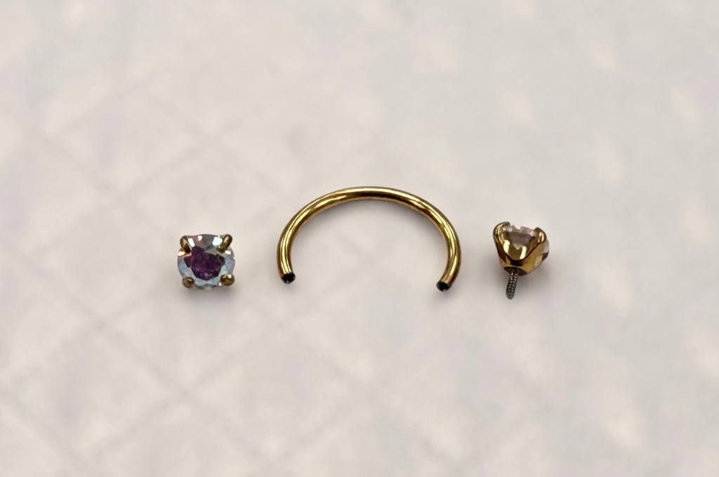 Piercing anneau de nez en acier inoxydable, 2 oxydes de zirconium