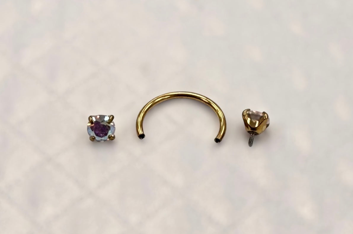 Piercing anneau de nez en acier inoxydable, 2 oxydes de zirconium