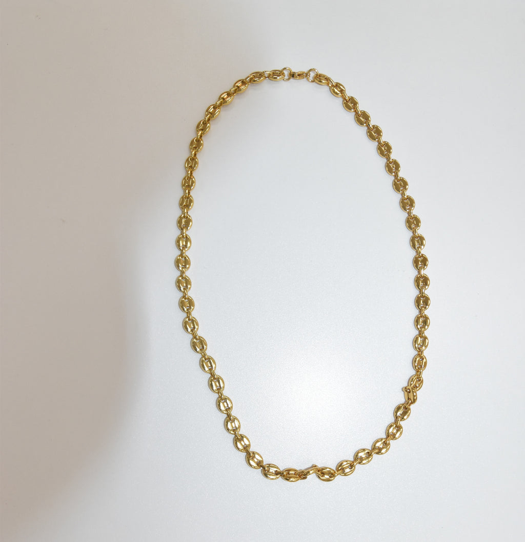 Collier chaîne maille grain de café en acier inoxydable