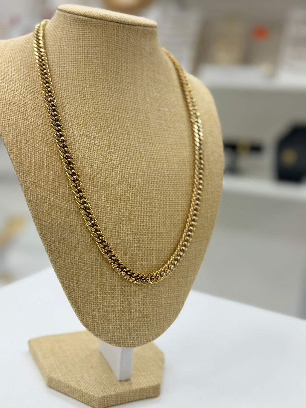 Collier chaîne maille cubaine en acier inoxydable