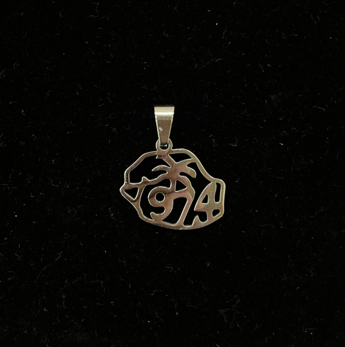 Pendentif Réunion 974 découpé en acier inoxydable