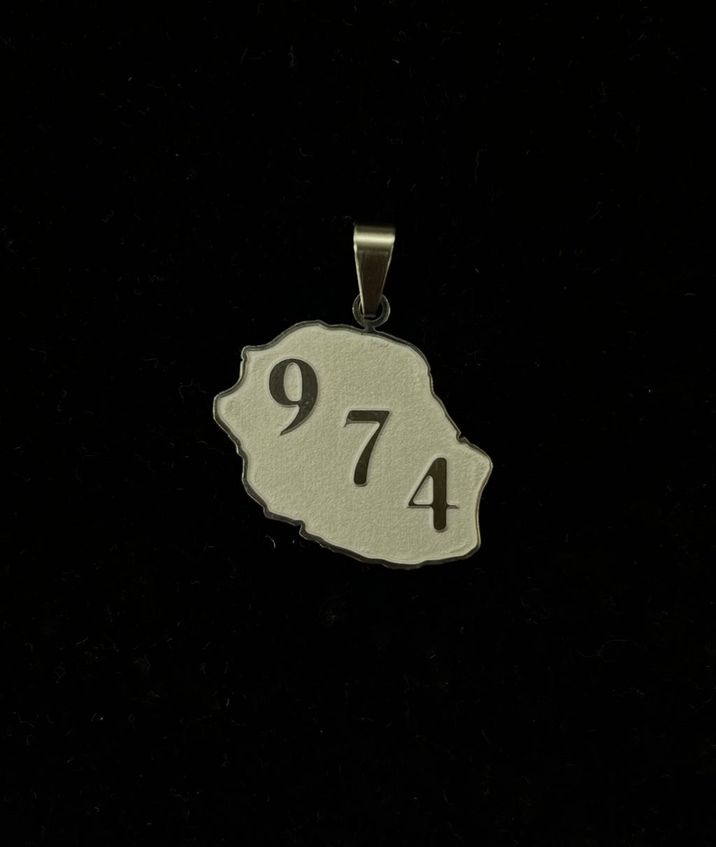 Pendentif Réunion 974 en acier inoxydable