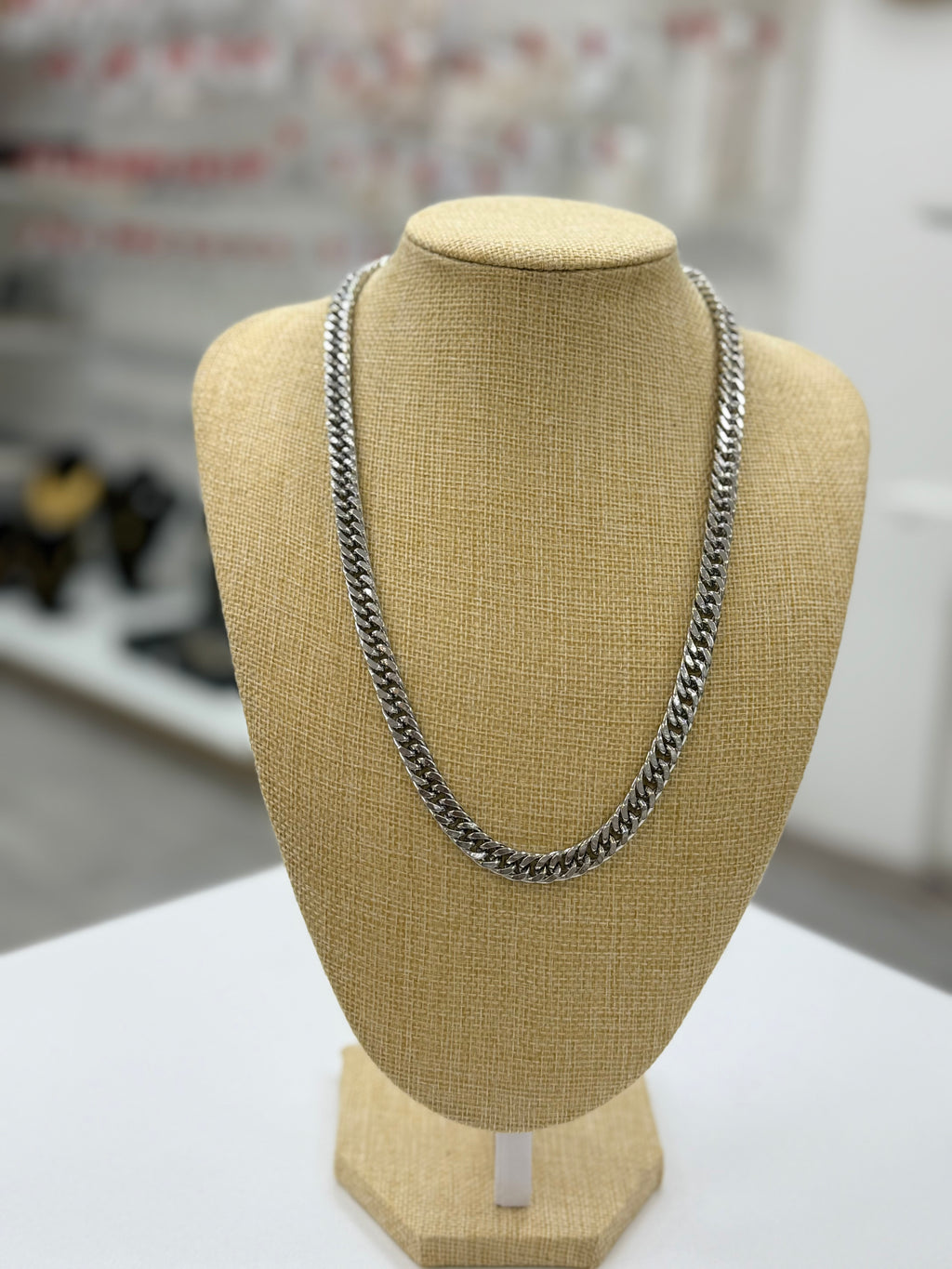 Collier chaîne maille cubaine en acier inoxydable