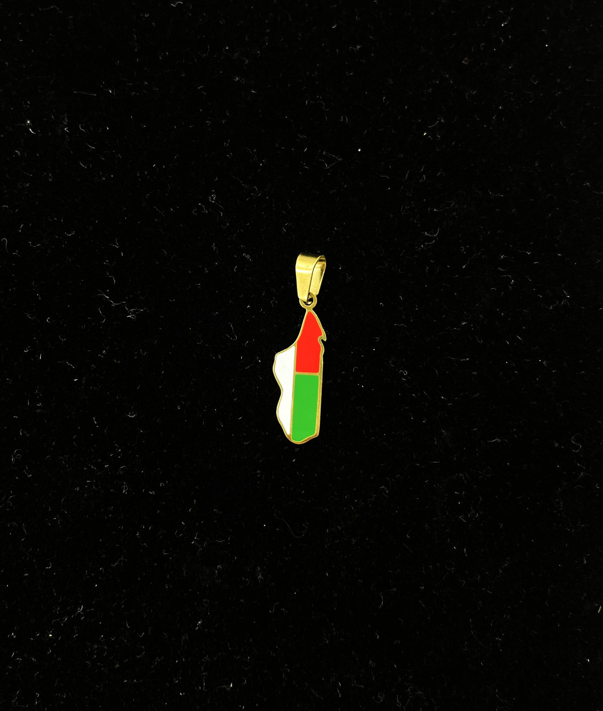 Pendentif carte de Madagascar colorée en acier inoxydable