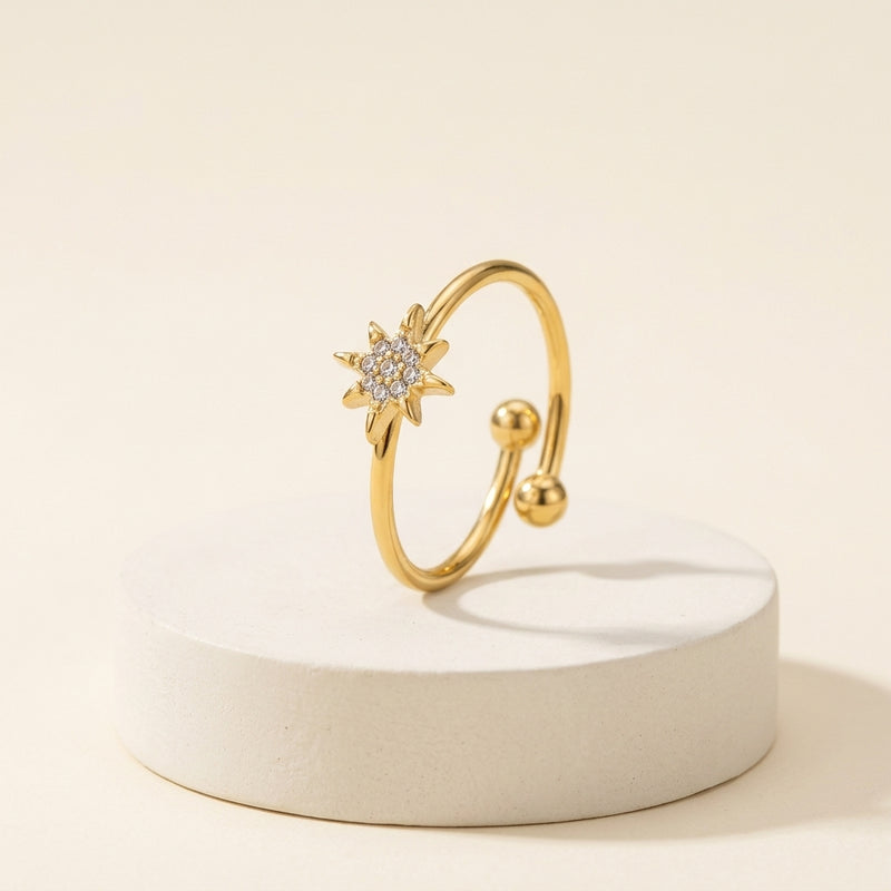 Bague réglable dorée motif étoile en acier inoxydable - L'Arbre à Bijoux