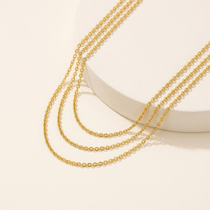 Collier chaîne maille forçat en acier inoxydable doré - L'Arbre à Bijoux
