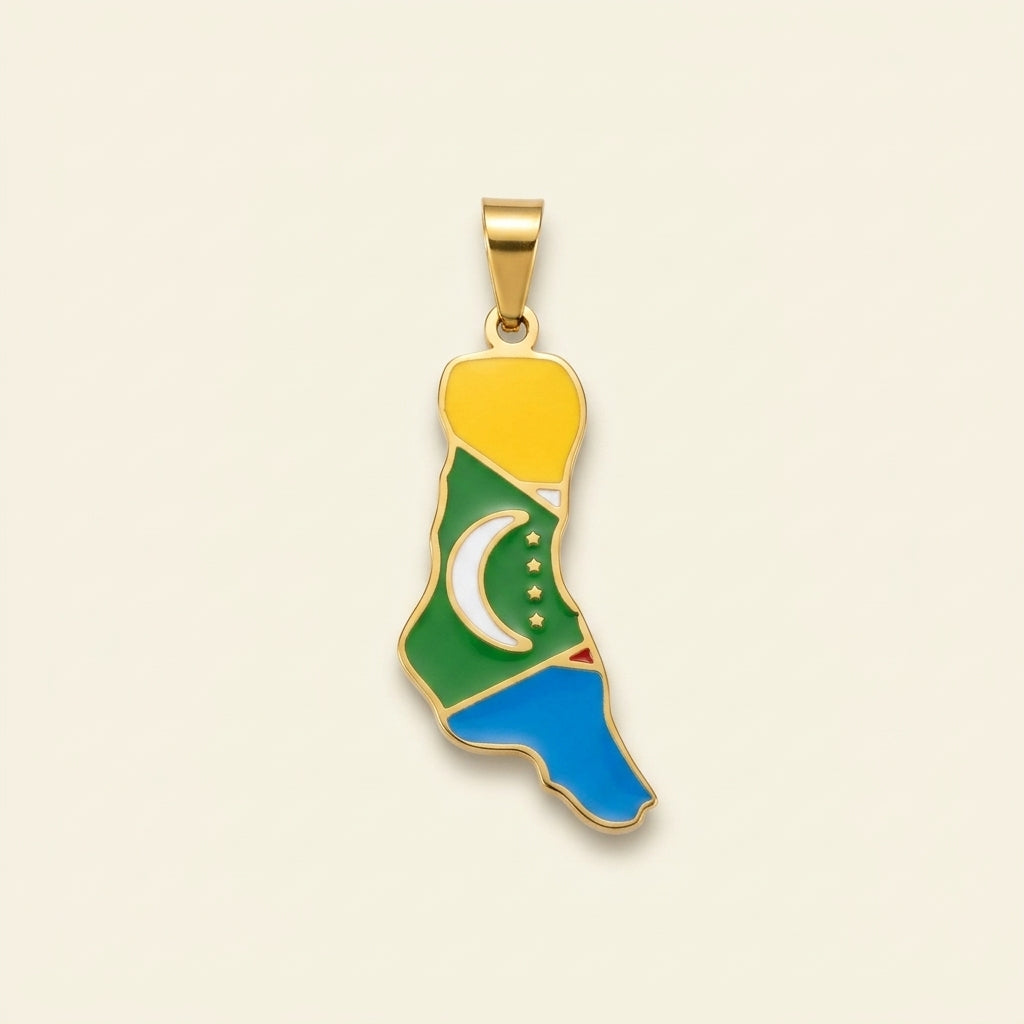Pendentif des Comores en acier inoxydable, doré