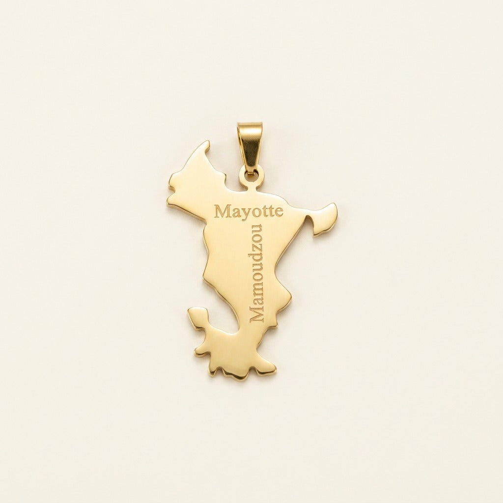 Pendentif de Mayotte en acier inoxydable, doré