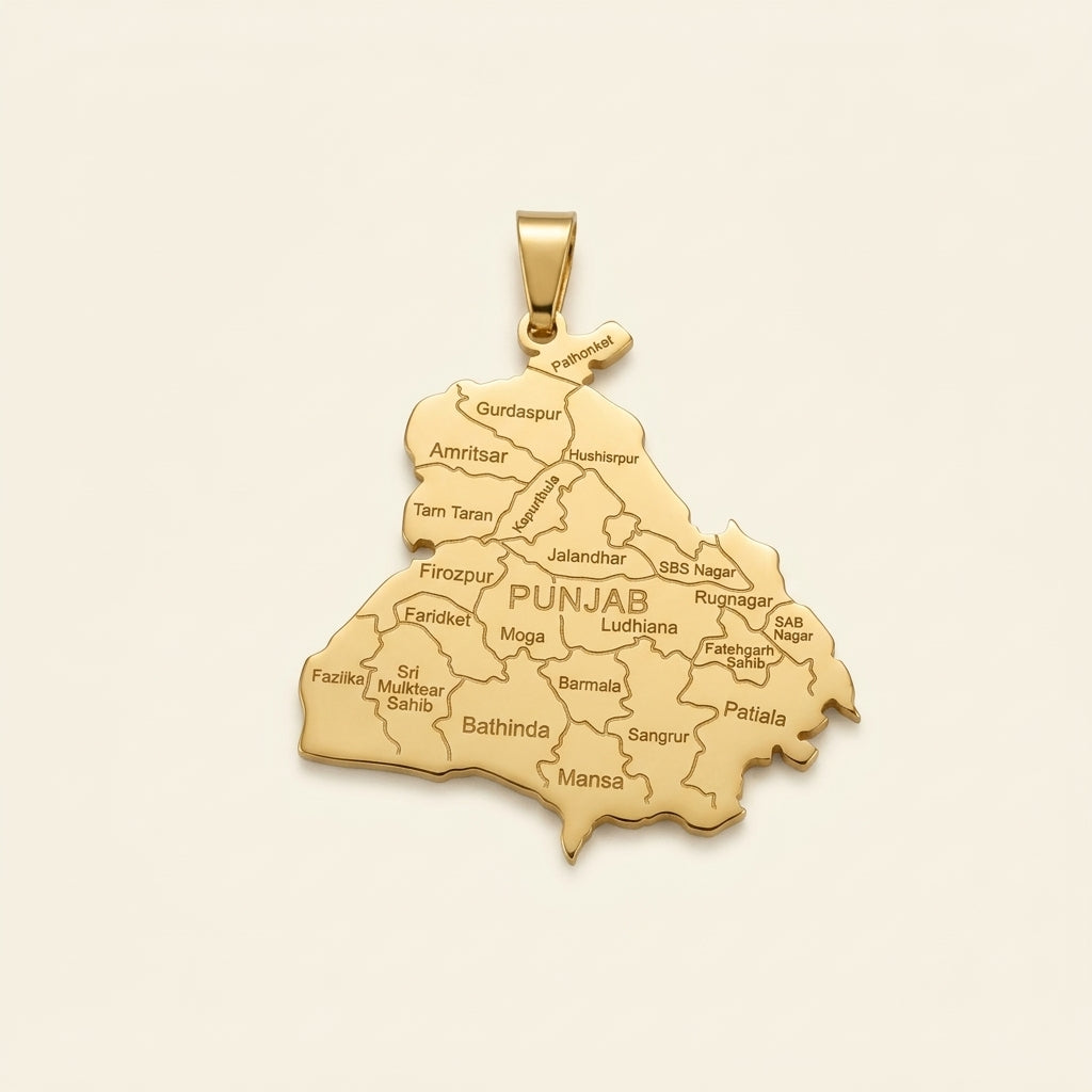 Pendentif du Punjab en acier inoxydable, doré