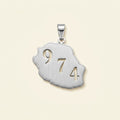 Pendentif Réunion 974 en acier inoxydable, argenté