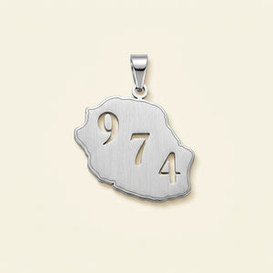 Pendentif Réunion 974 en acier inoxydable