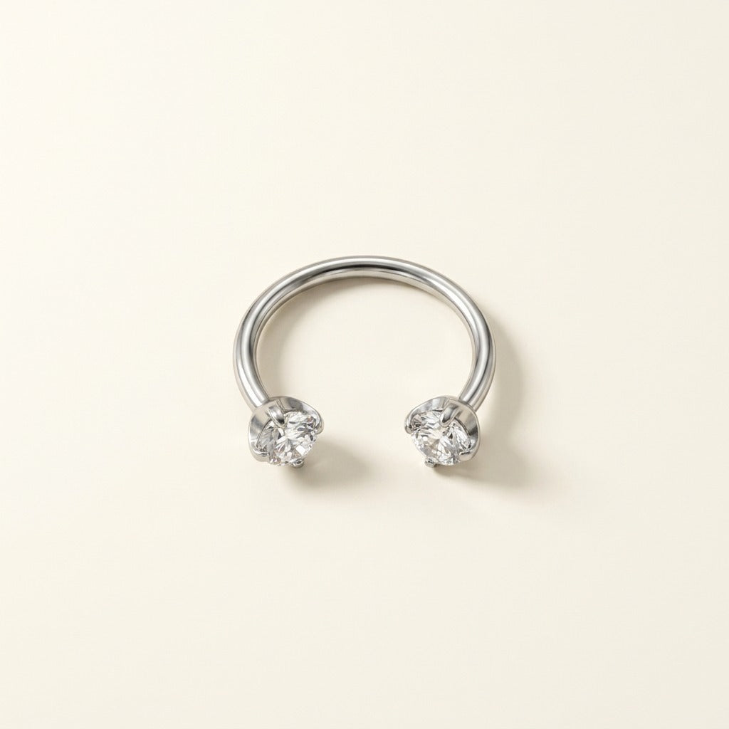 Piercing anneau de nez en acier inoxydable, 2 oxydes de zirconium, argenté